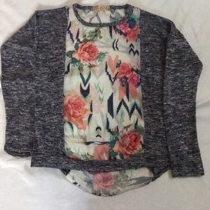 Penelope Project blue, white, and peach blouse